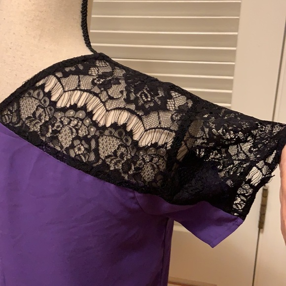 160. C. Luce Top in Purple with Black Lace - Picture 13 of 16
